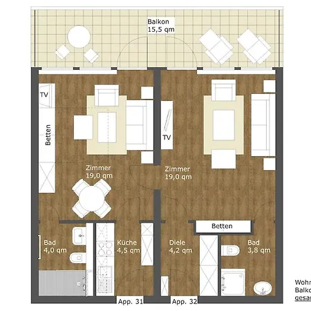 4 Betten Mit Meerblick Appartement